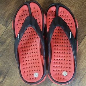 Red/black flip flops